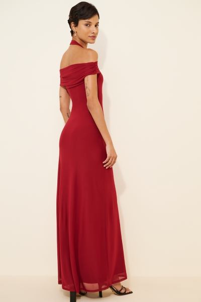 Yvonne Off-The-Shoulder Slim Mesh Maxi Dress | Nuuly