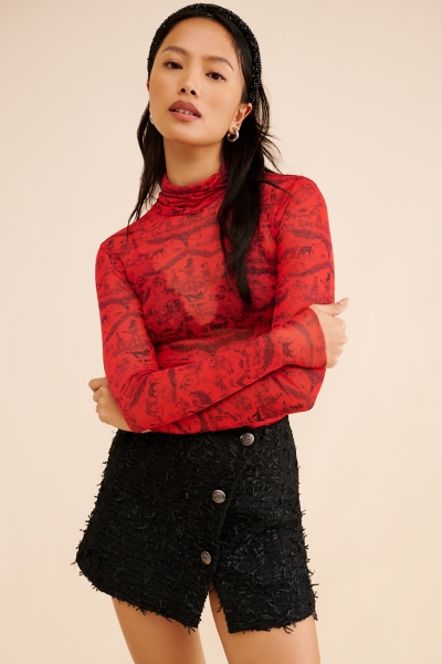 Lillian Mesh Turtleneck Top | Nuuly