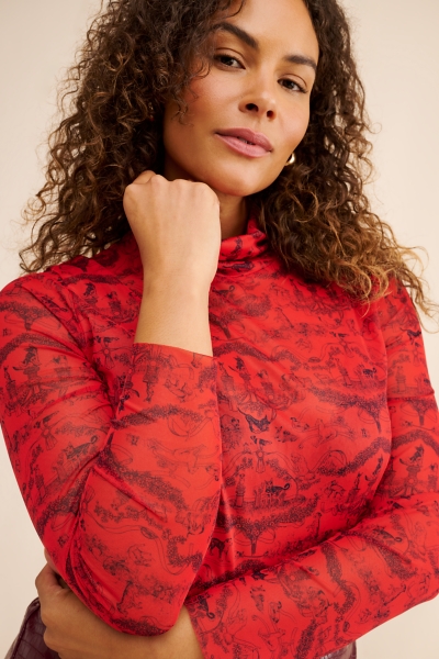 Lillian Mesh Turtleneck Top | Nuuly