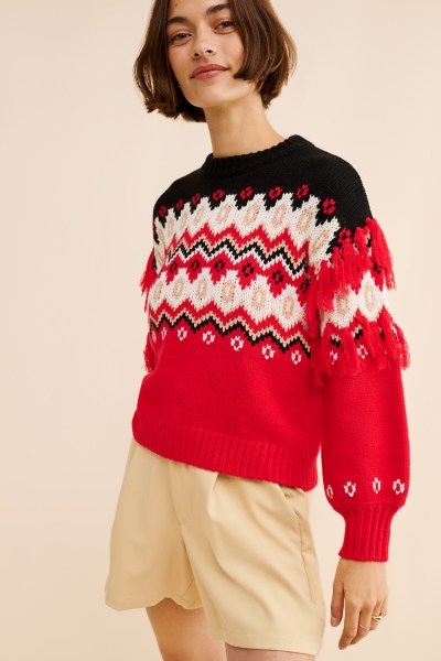 ニット/セーター FRINGE HALFWAY KNIT Virginia Wool Fringe Cardigan – SIMKHAI