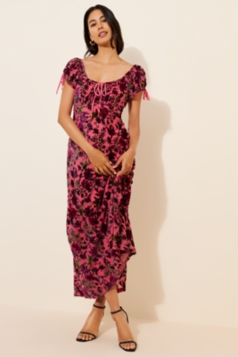 Fawna Floral Burnout Midi Dress