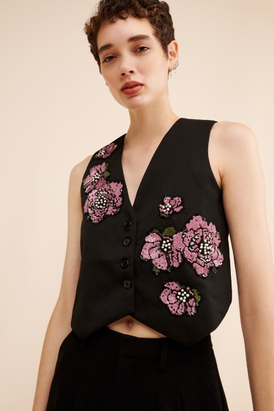 dhruv kapoor short-sleeve embroidered heart denim mini dress Dhruv Kapoor Short-Sleeve Embroidered Heart Denim Mini Dress