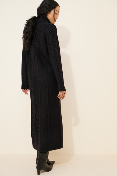knee length dresses for ladies Black/Natural L/S Midi Dress – Lisette L Montreal