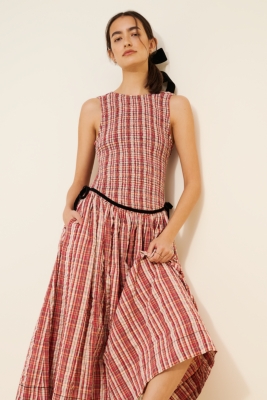 Nightingale Plaid Midi Dress