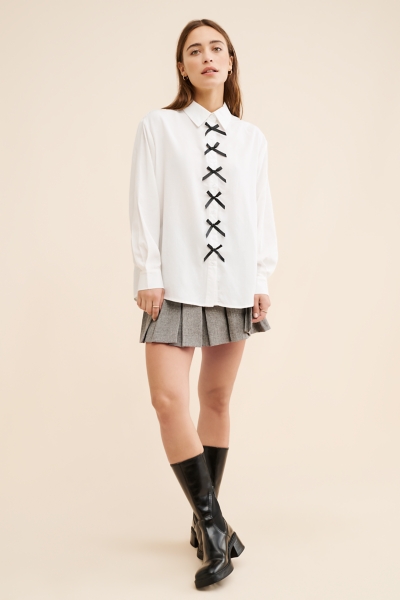 Fella Linen Blend Bow Shirt | Nuuly