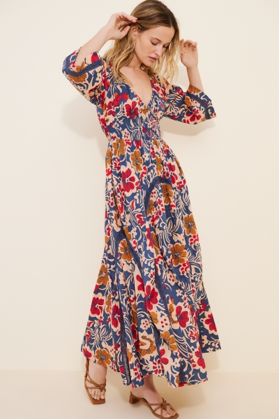 chinese dress ladies Free People Printed Dixie Maxi Dress In Black Combo