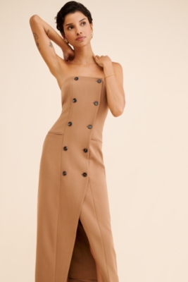 Azra Twill Strapless Midi Dress | Nuuly