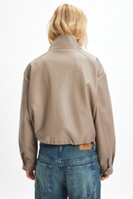 Chloe Vegan Leather Cropped Bomber Jacket | Nuuly