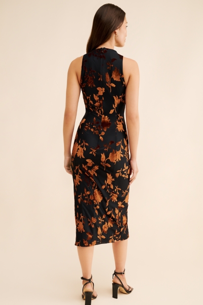 hutch asymmetrical off-the-shoulder burnout velvet slim maxi dress HUTCH Asymmetrical Off-The-Shoulder Burnout Velvet Slim Maxi Dress L