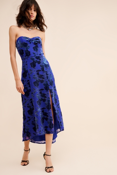 Strapless Velvet Burnout Midi Dress | Nuuly