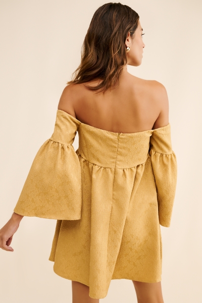 Off-The-Shoulder Jacquard Babydoll Dress | Nuuly