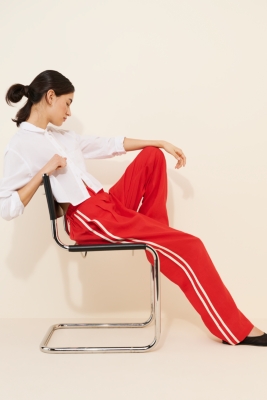 Linen Pleated Stripe Pants