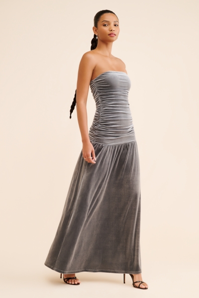 chinese dress ladies Kiki Off Shoulder Knit Rose Maxi Dress / Ivory | Meshki main image 0
