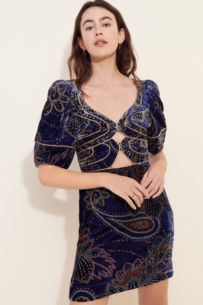 floral velvet mini dress Paris Nights Floral Velvet Mini Dress