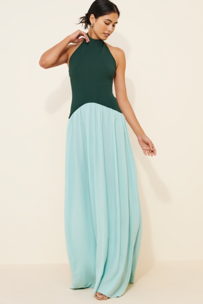 halter dress tie back Denim Tie Back Midi Halter Dress main image 1