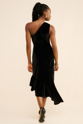 Velvet One Shoulder Midi Dress | Nuuly