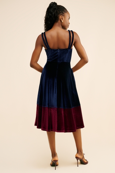 Braided Strap Velvet Midi Dress | Nuuly