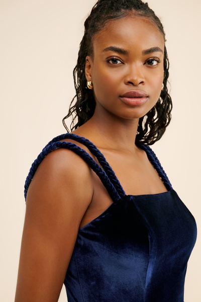Braided Strap Velvet Midi Dress | Nuuly