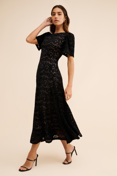 knee length dresses for ladies Black Velvet Shirt Midi Dress – Mint Velvet