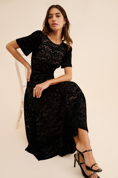 velvet short sleeve dress Short Sleeves Velvet Mother of the Bride Dress With Slit, Burnt_Orange