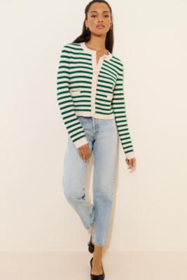 Cropped Stripe Coatigan | Nuuly