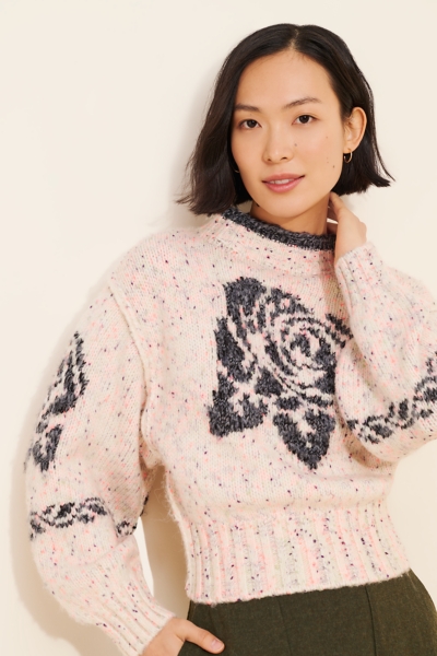 Noelle Patterned Knit Mockneck Pullover Sweater | Nuuly