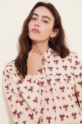 【新品】Her lip to Bicolor Tuck Bow Blouse Sサイズ】Her lip to Bicolor Tuck Bow Blouse