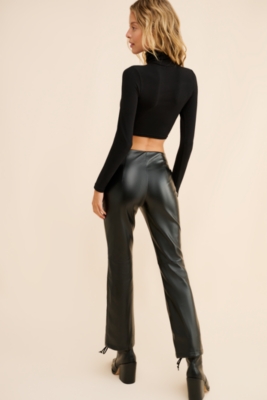 【YOURNUS】Vegan Leather Wide Cropped Pants Avec Les Filles Vegan Leather Wide Leg Crop Pants