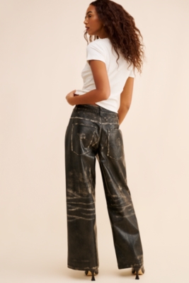 Vegan Leather Wide-Leg Relaxed Trousers | Nuuly