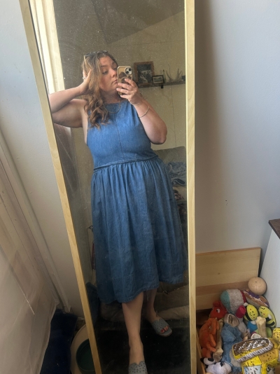 soraya denim midi dress Soraya Denim Midi Dress