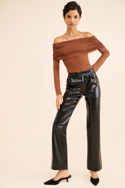 Valencia Vegan Leather Croc Pants | Nuuly