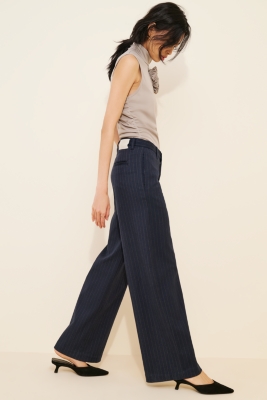 【U LAN】Pinstripe Workpatche Wide Denim Pants Pinstripe Workpatche Wide Denim Pants - ULAN | 60% - Asian