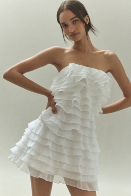 Strapless A-Line Ruffled Mini Dress | Nuuly