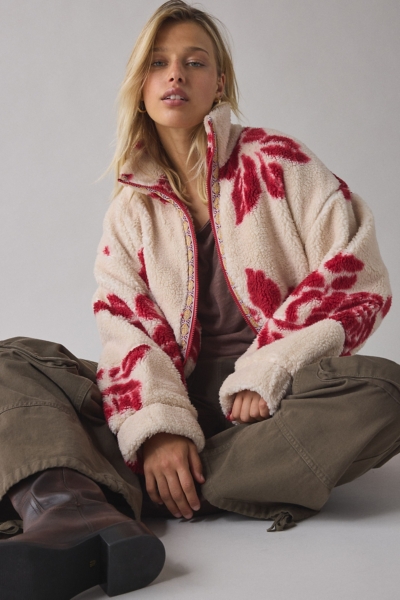 Mae Printed Piled Fleece Zip-Up Jacket | Nuuly