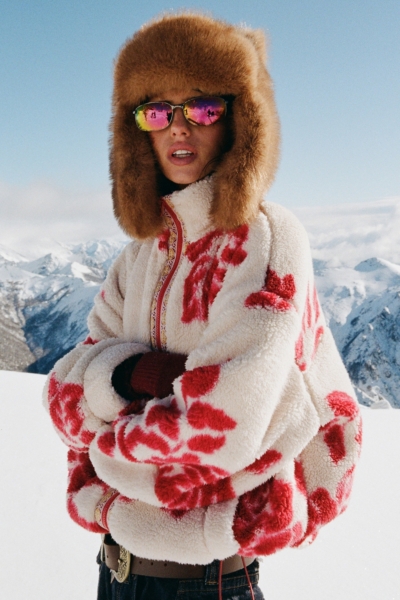 Mae Printed Piled Fleece Zip-Up Jacket | Nuuly