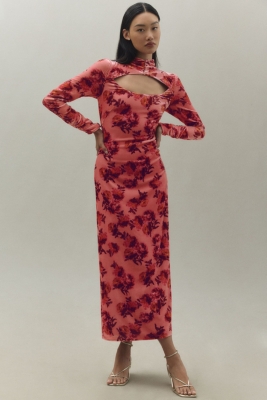 Isabella Long-Sleeve High-Neck Cutout Velvet Maxi Dress | Nuuly Monthly Subscription Isabella Long-Sleeve High-Neck Cutout Velvet Maxi | Nuuly