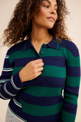 Mixed Stripe Ribbed Polo | Nuuly