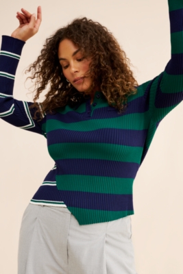 Mixed Stripe Ribbed Polo | Nuuly