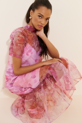 Short Sleeve Organza Midi Dress | Nuuly