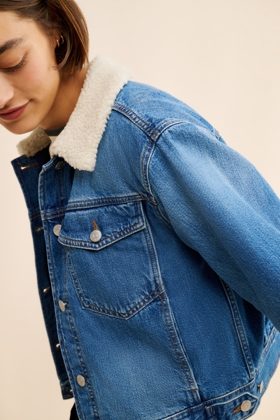 ジャケット・アウター no mass prod Cropped denim flight jacket Can't Move On Cropped Denim Jacket - Light Wash | Fashion Nova