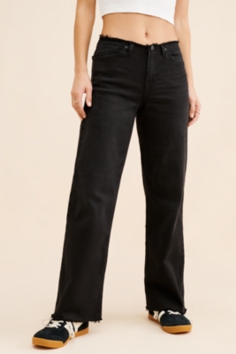 Frayed Waistband Slouchy Wide Leg Jeans | Nuuly