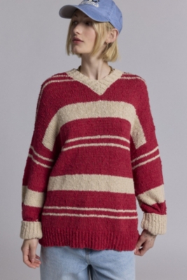 Van Striped Oversized V-Neck Dad Sweater | Nuuly