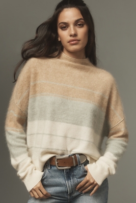 The Alani Cashmere Mock Neck Stripe Sweater Nuuly