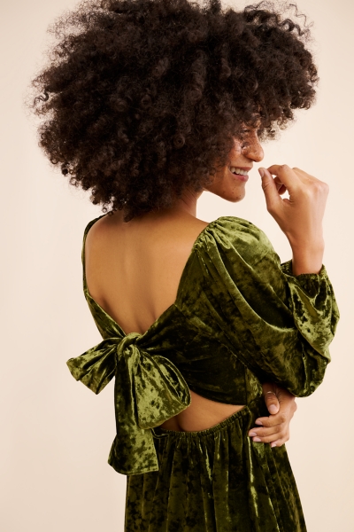 Velvet Bow Mini Dress | Nuuly
