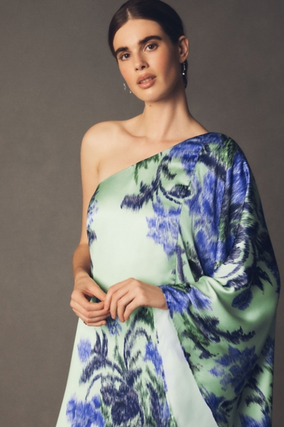 chinese dress ladies Dark Green Organic II One Shoulder Kaftan Dress – Cedric Brown Collection main image 0