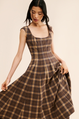 Leila Wool Blend Tartan Dress