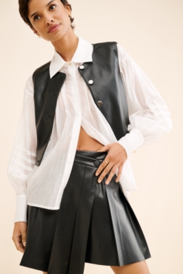 ★KIMHEKIM★ VEGAN LEATHER ASYMMETRIC MINI SKIRTS ASYMMETRICAL VEGAN LEATHER MINI SKIRT – MISCHUN