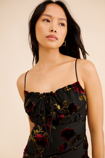knee length dresses for ladies LONG DRESS IN DEVORE' VELVET – Redemption