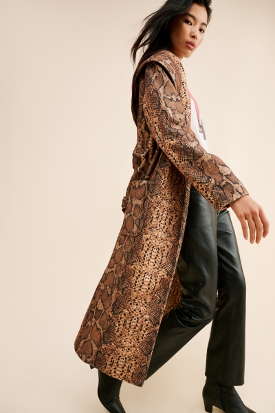 Snakeskin Longline Coat | Nuuly