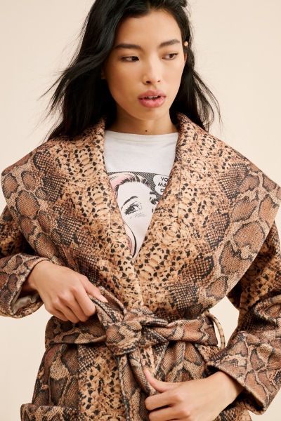 Snakeskin Longline Coat | Nuuly